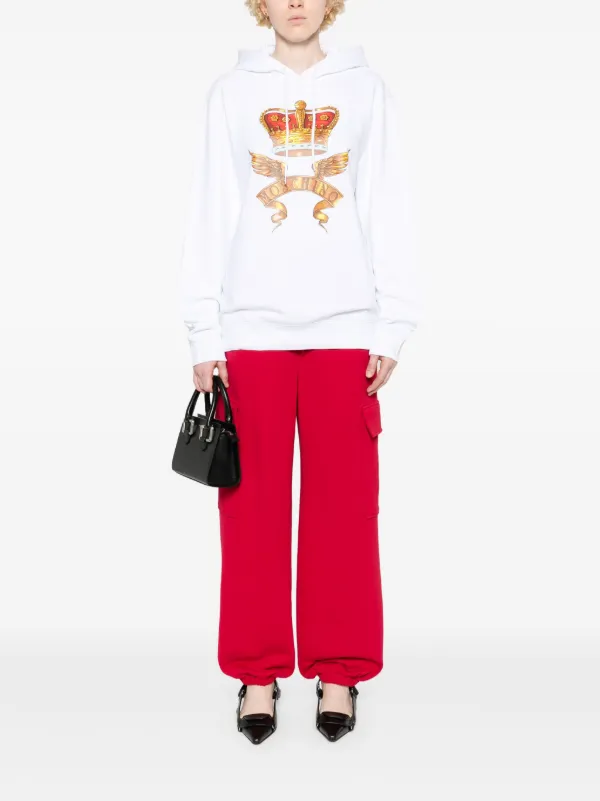 【関税込み】Moschino ホワイト プリント フーディ Moschino プリント パーカー | ホワイト | FARFETCH JP