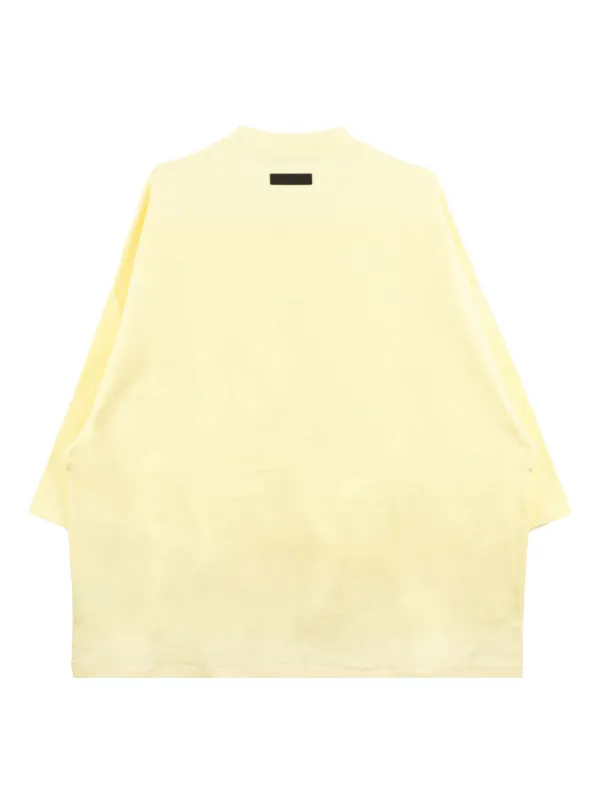 Fear of God ESSENTIALS Tシャツ・カットソー 黄 3369625M0010 FEAR OF GOD ESSENTIALS logo-flocked Cotton T-shirt | Yellow