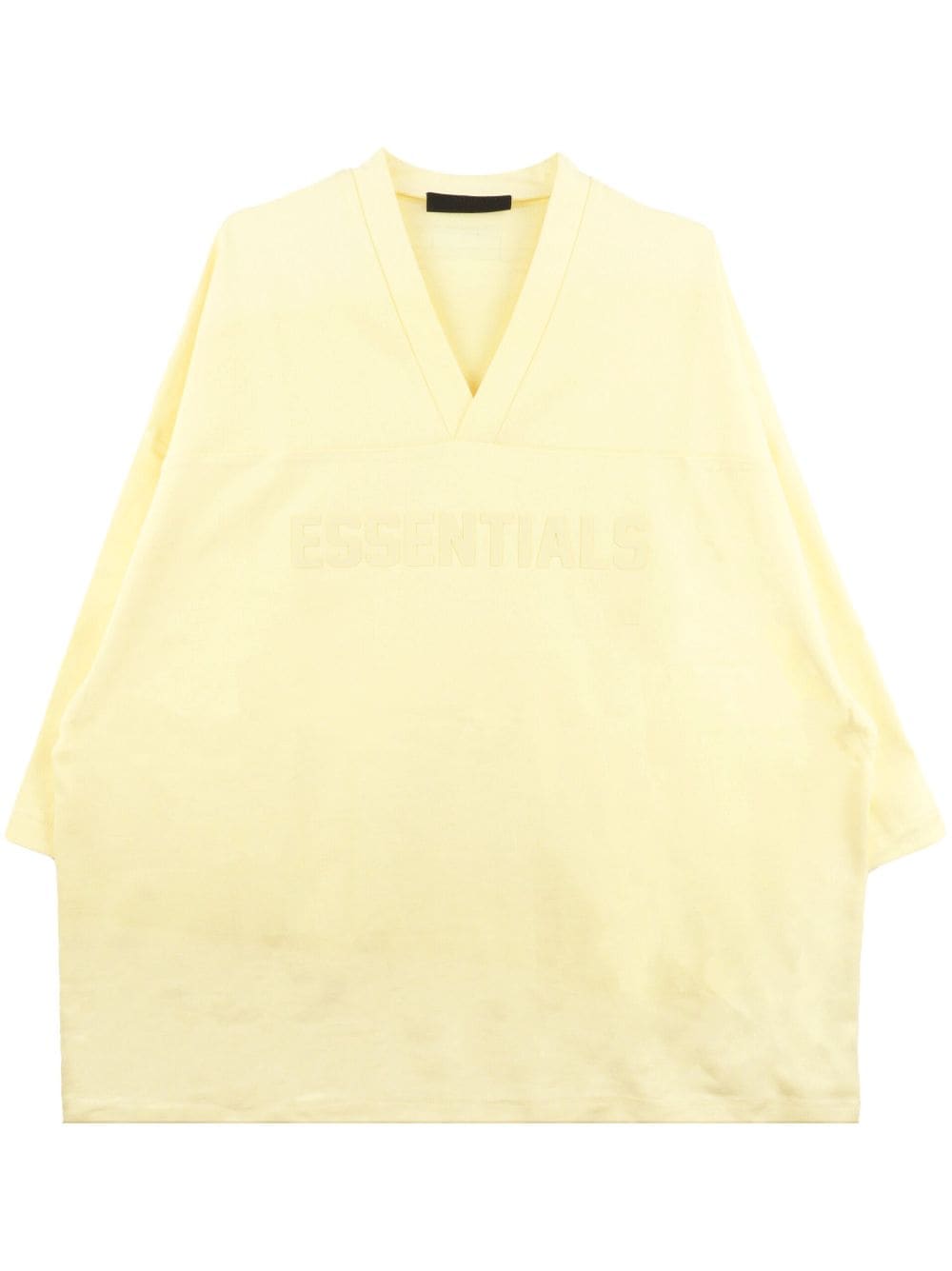 Shop Essentials Logo-flocked Cotton T-shirt In Yellow