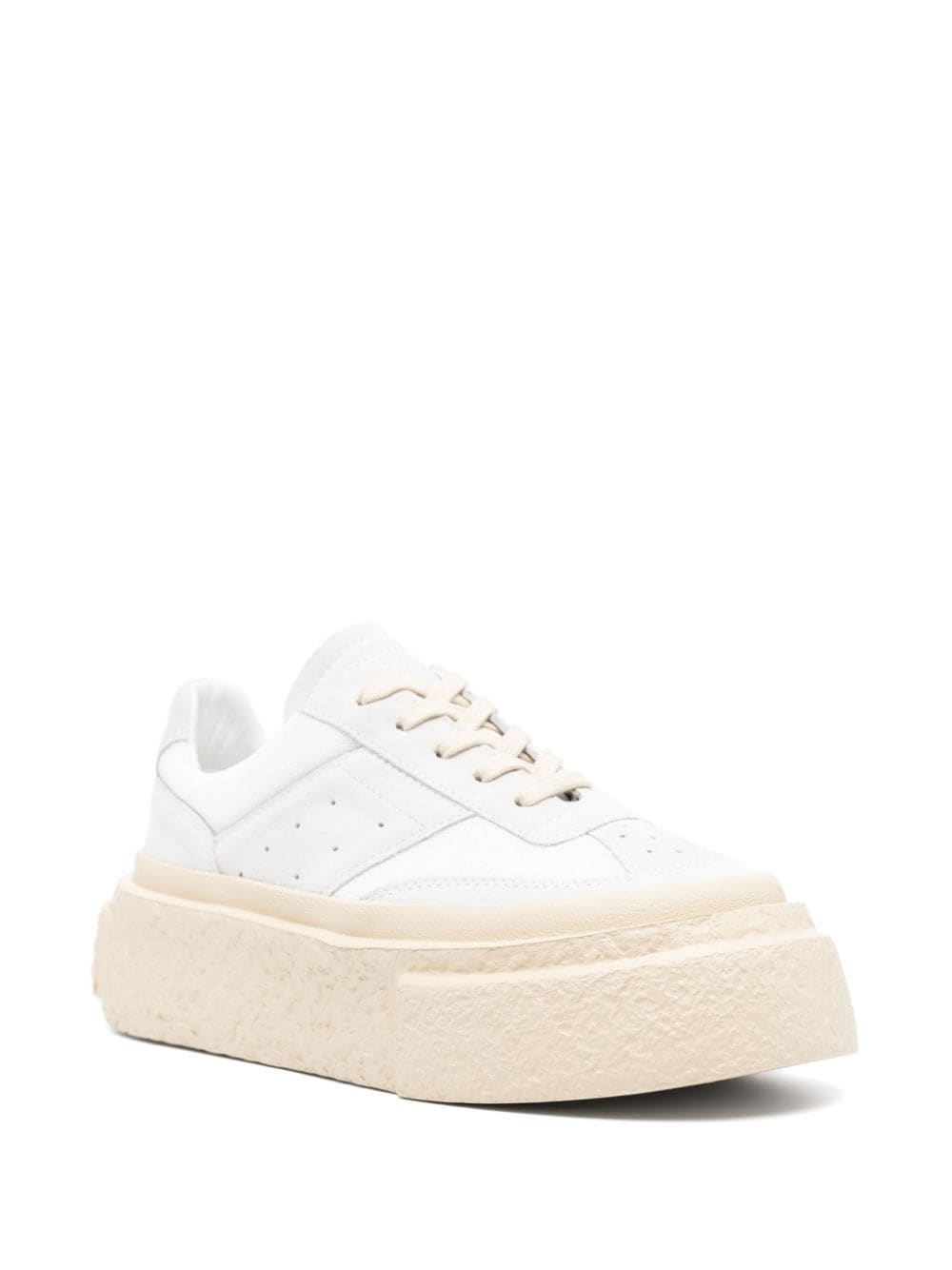 Shop Mm6 Maison Margiela Numbers-motif Leather Sneakers In White