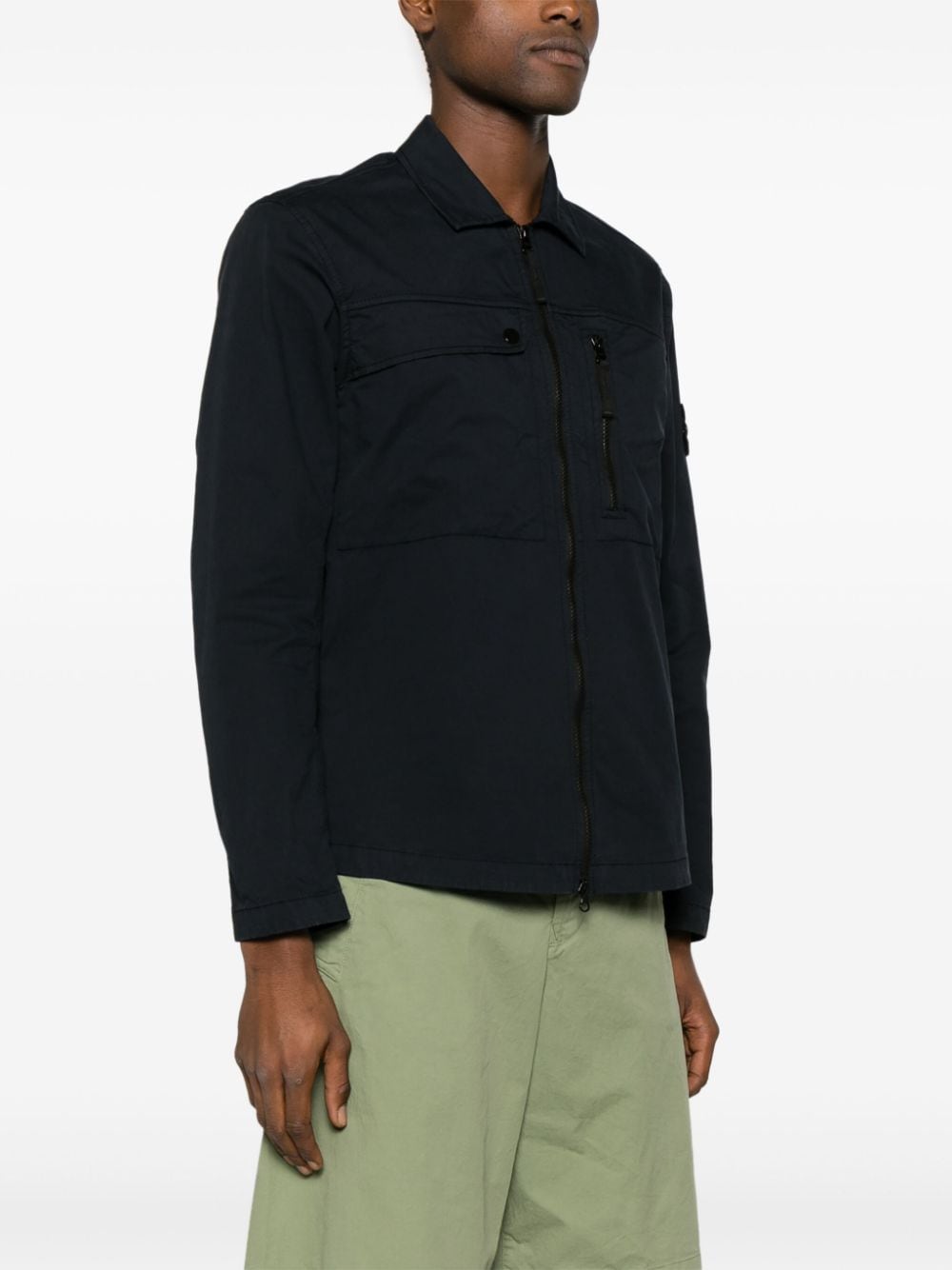 Stone Island Shirtjack met Compass-patch Blauw