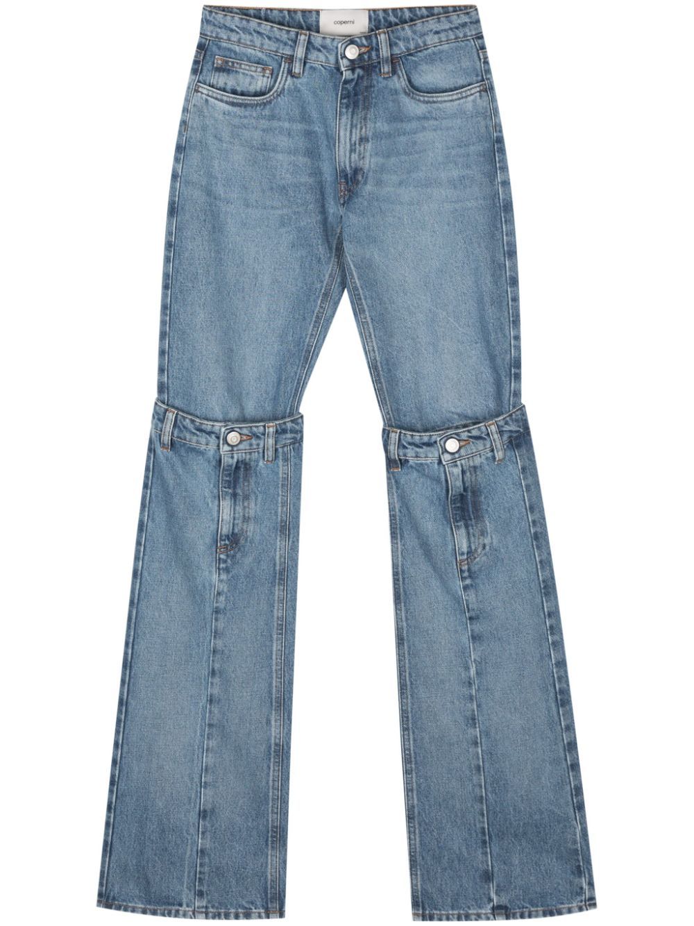 Shop Coperni Mid-rise Wide-leg Jeans In Blue