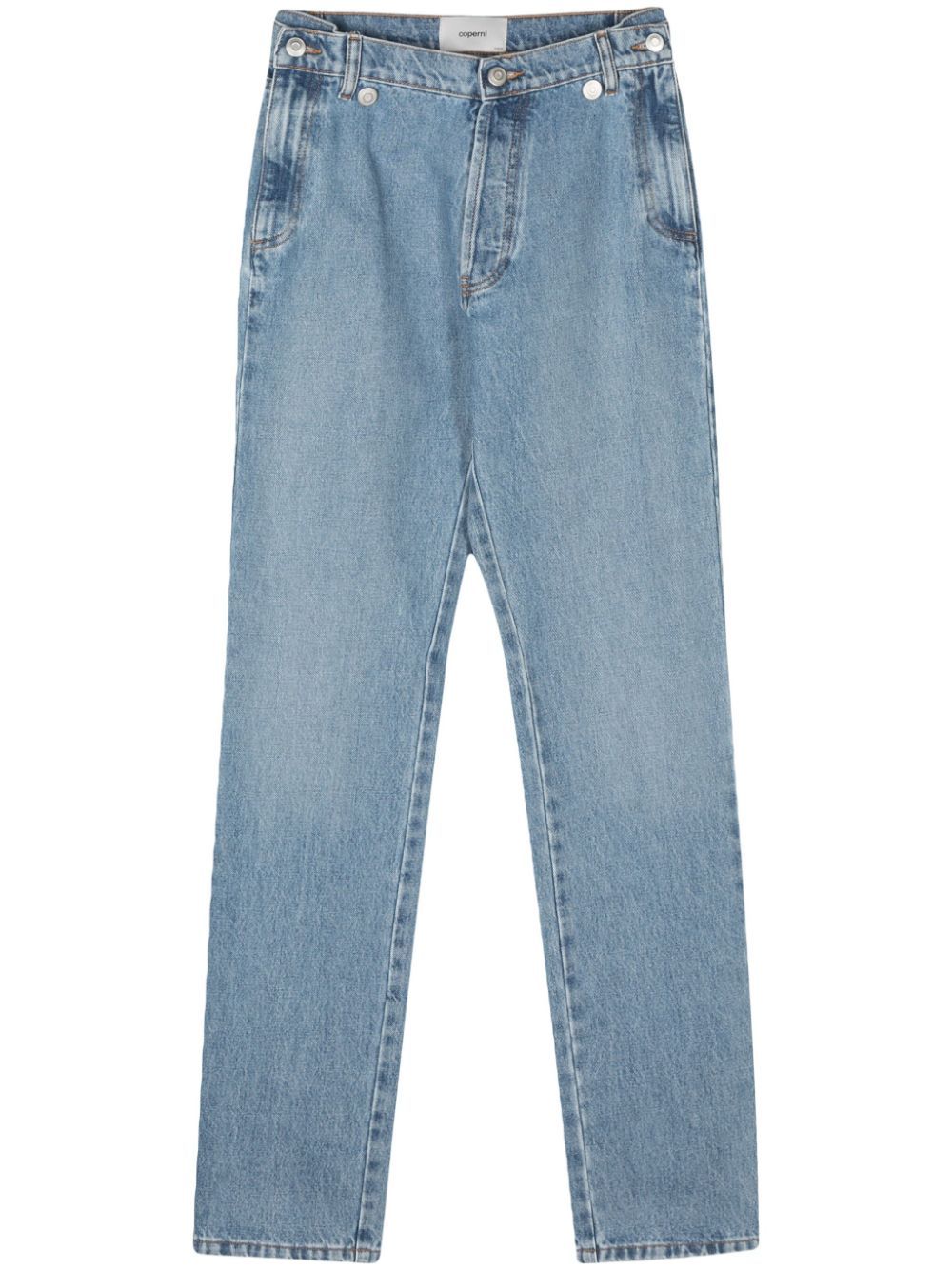 Shop Coperni Open Hip Straight-leg Jeans In Blue