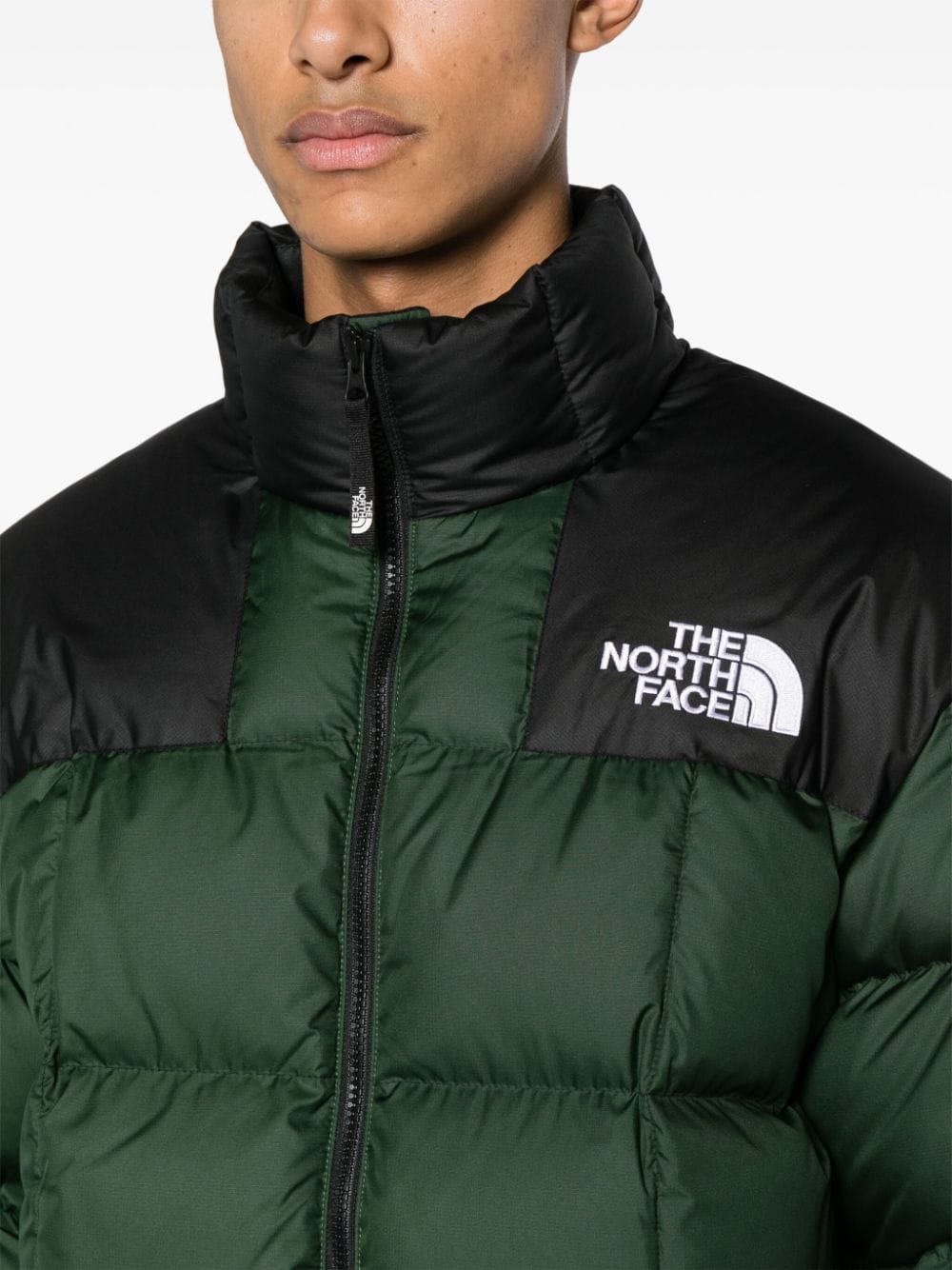 Shop The North Face Lhotse Colour-block Puffer Jacket In Green