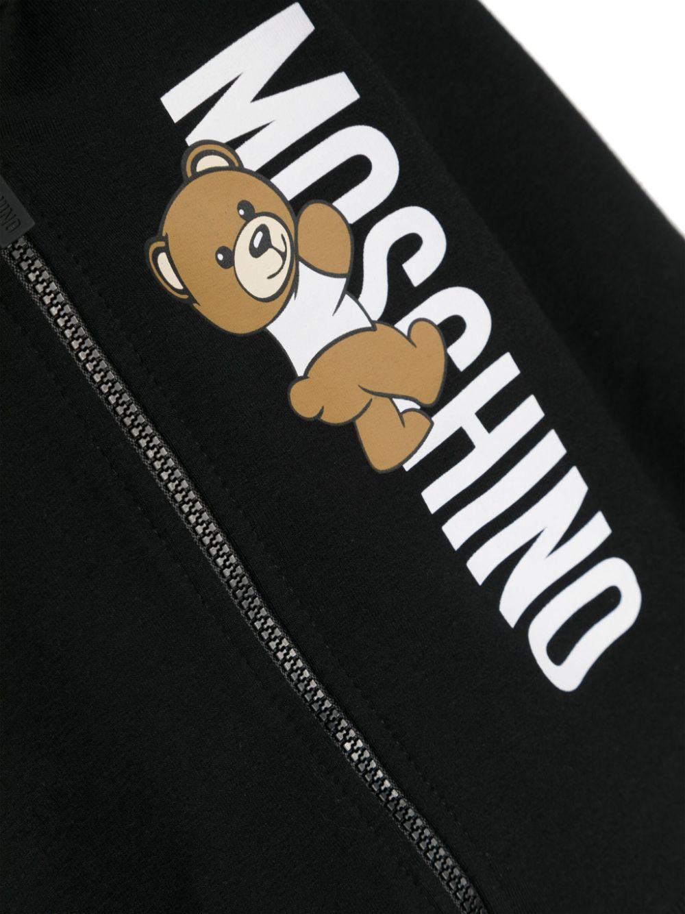Shop Moschino Teddy Bear Cotton Zip-up Hoodie In Black