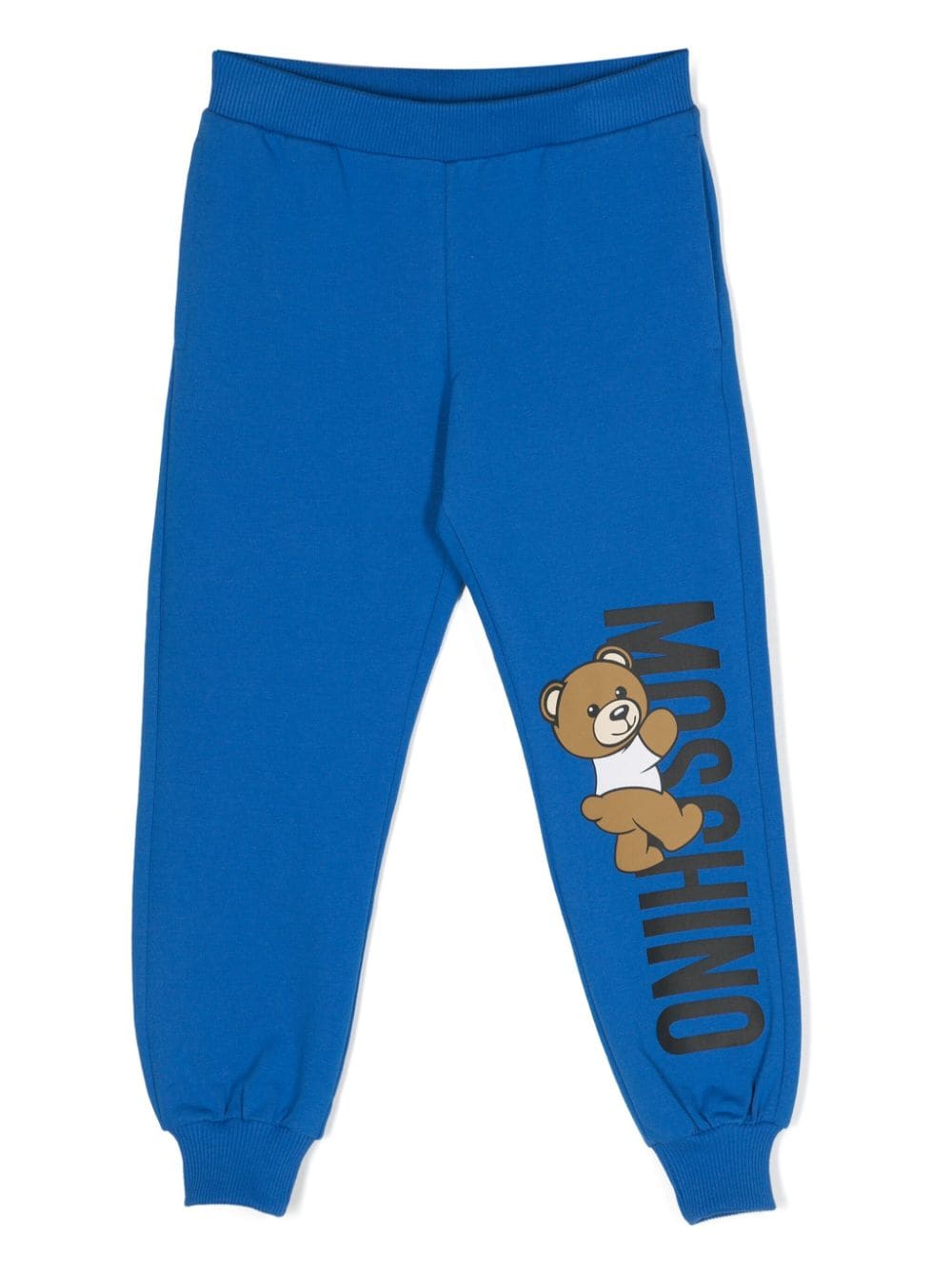 moschino kids pantalon de jogging à imprimé teddy bear - bleu