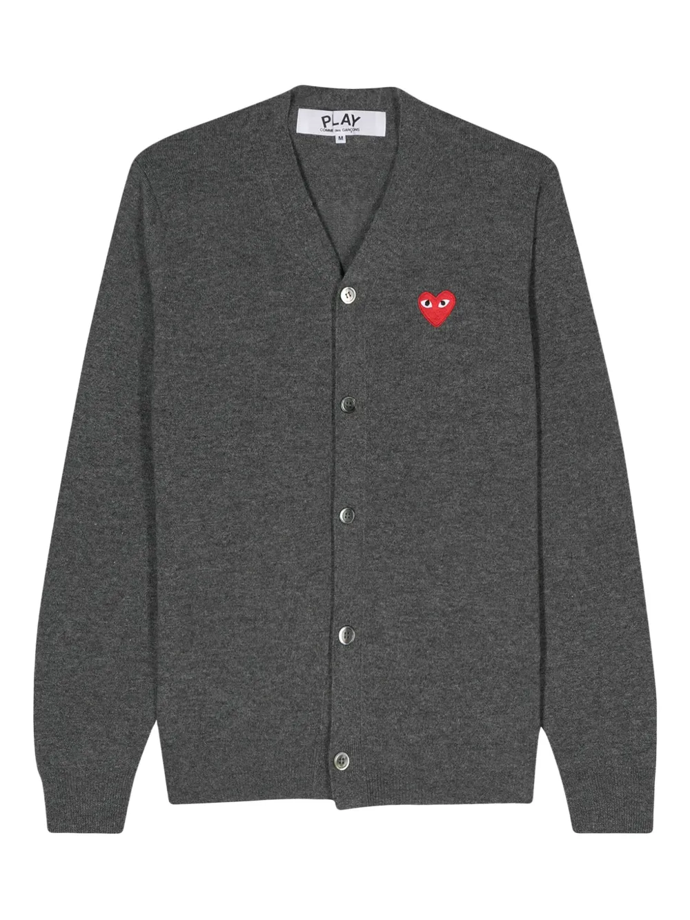 Comme Des Garçons Play heart-patch wool cardigan | Grey | Image 1
