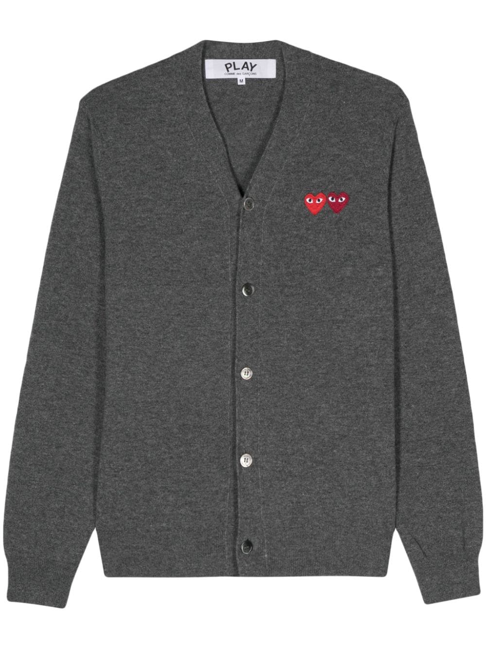 Comme Des Garçons Play Heart-patch Wool Cardigan In Grey