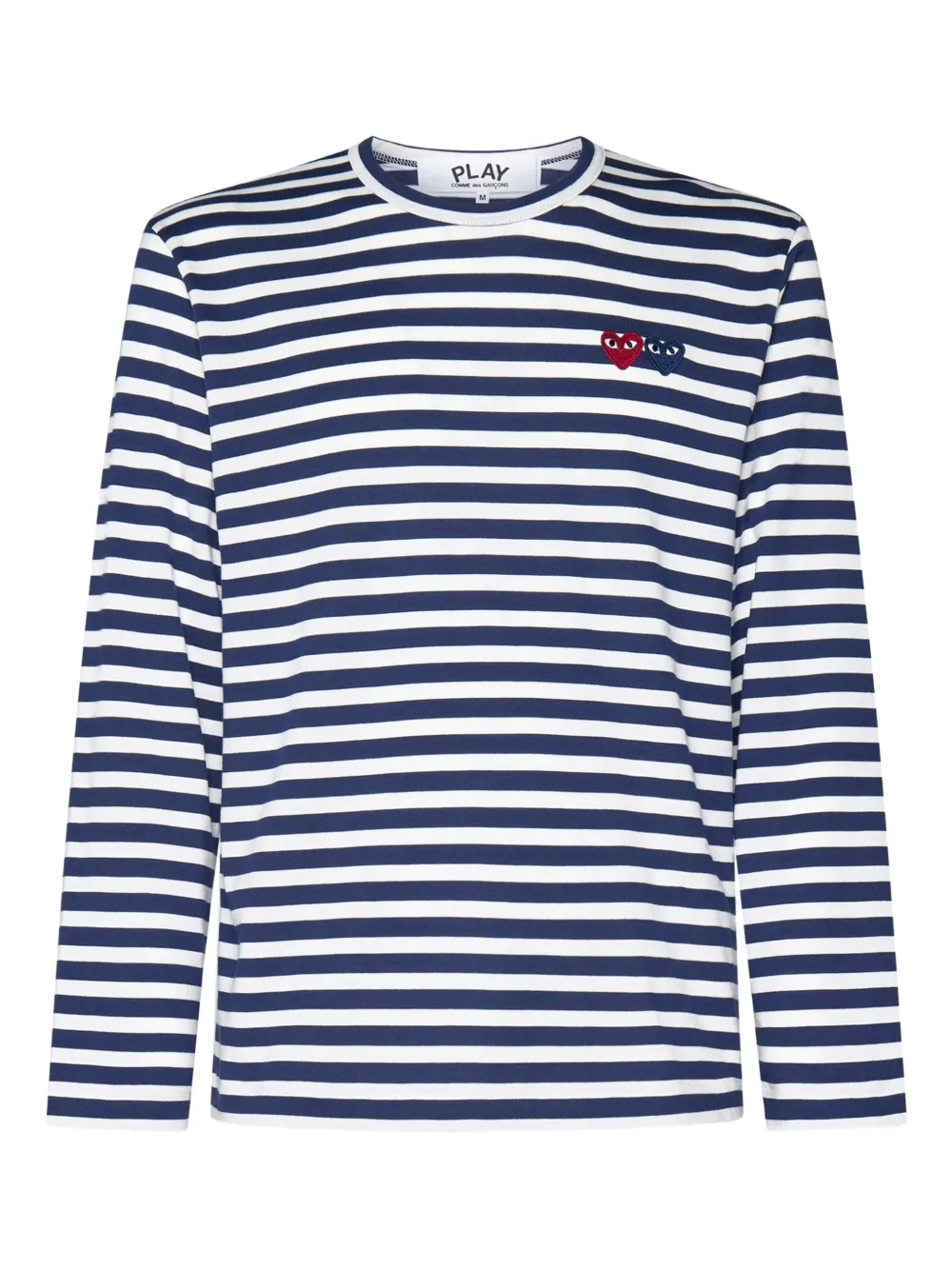 Comme Des Garçons Play heart-patch striped cotton T-shirt | Blue | Image 1