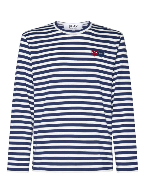 Comme Des Garçons Play heart-patch striped cotton T-shirt