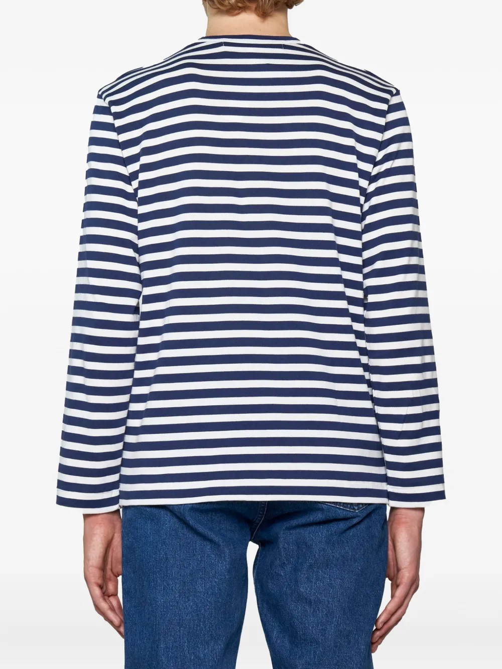 Comme Des Garçons Play Gestreept katoenen T-shirt met hartpatch Blauw