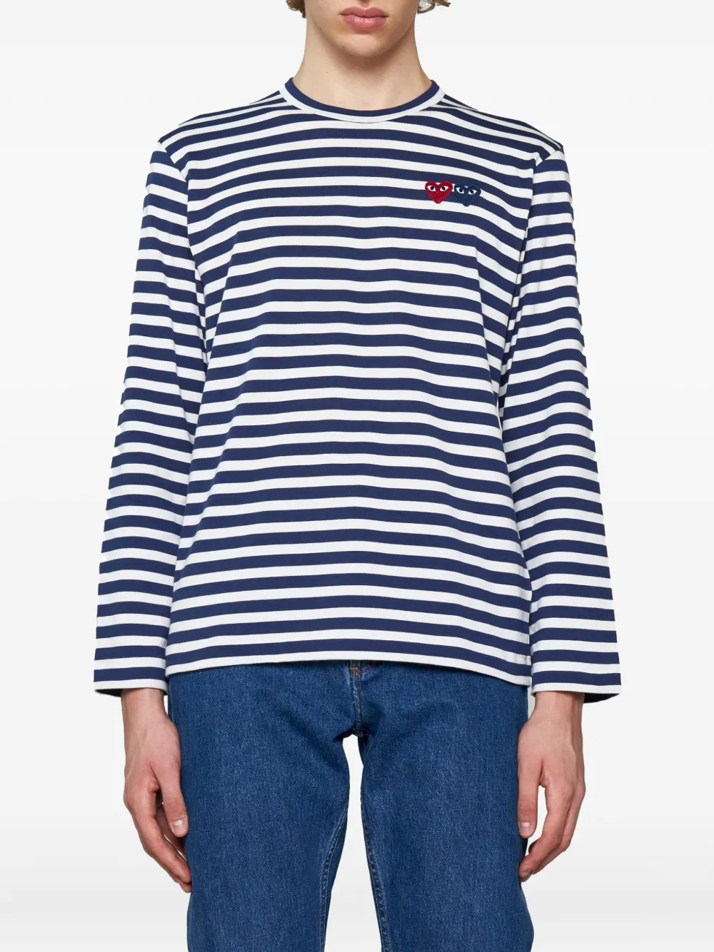 Comme Des Garçons Play heart-patch striped cotton T-shirt | T-Shirts | Image 2