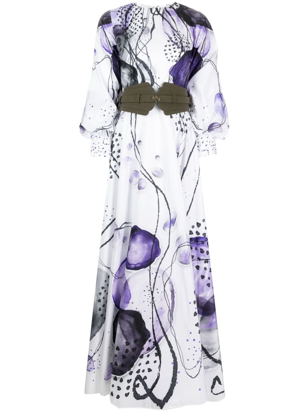 Saiid Kobeisy Abstract-print Taffeta Maxi Dress In Purple