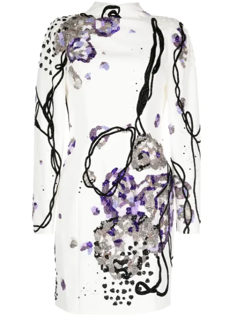 Saiid Kobeisy beaded crepe minidress