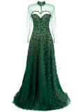 Saiid Kobeisy polka dot beaded tulle gown - Green