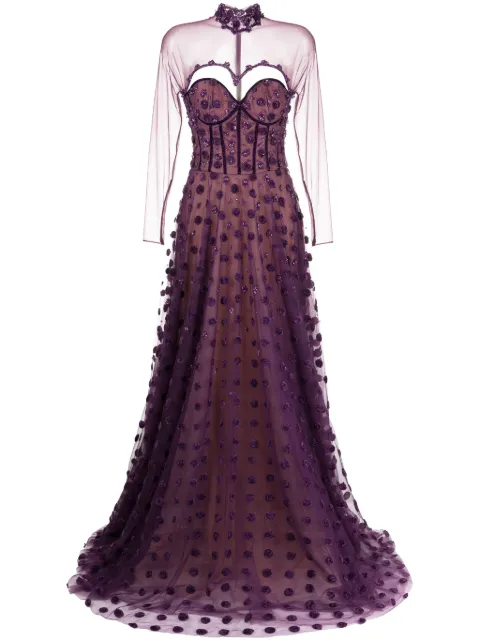 Saiid Kobeisy polka dot beaded tulle gown
