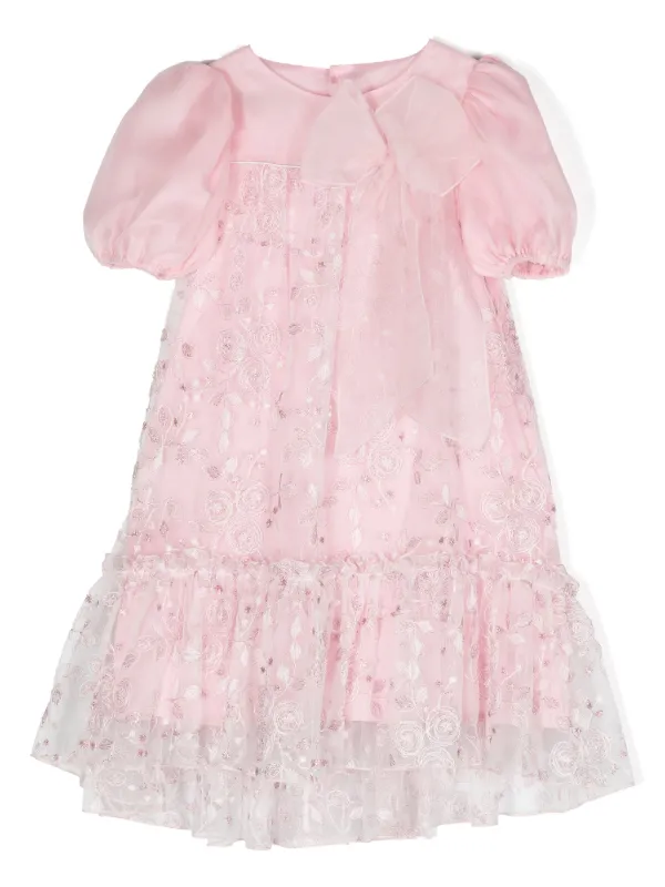 La Stupenderia Emma floral embroidered Organza Dress Pink FARFETCH BH