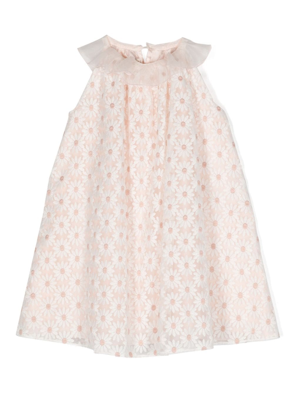 La Stupenderia Kids' Floral-embroidery Tulle Dress In Pink