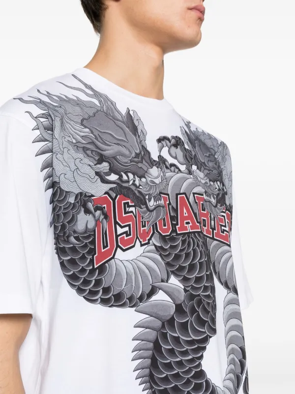 DSQUARED2 dragon-print Cotton T-shirt | White | FARFETCH