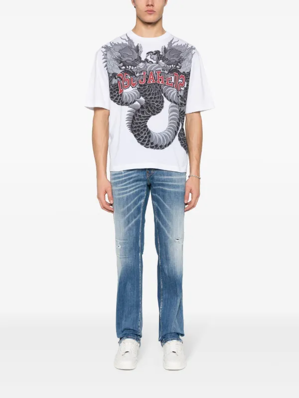 DSQUARED2 dragon-print Cotton T-shirt | White | FARFETCH