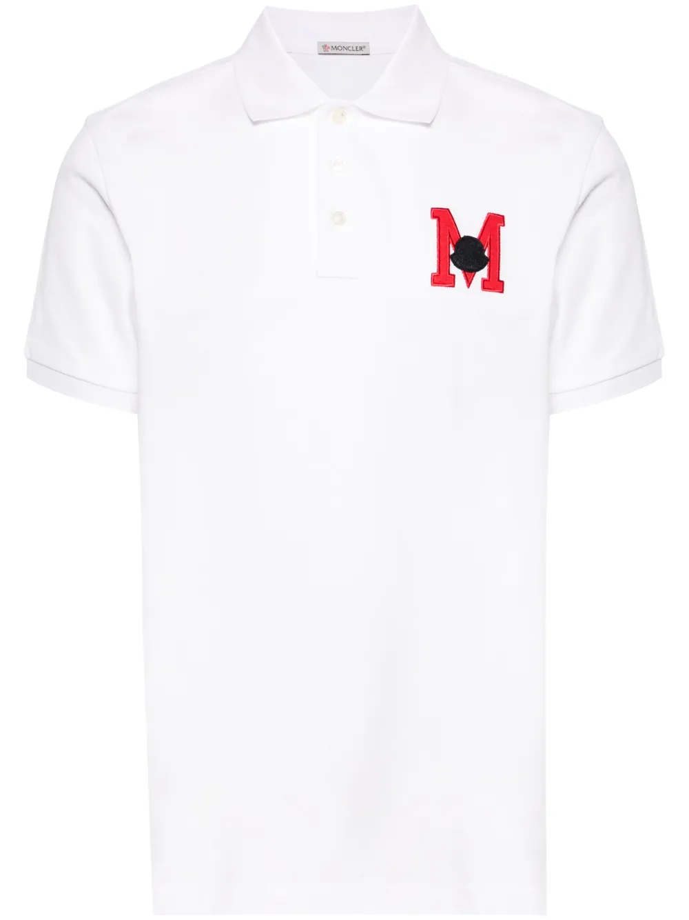 Moncler Logo Embroidered Short-sleeved Polo Shirt In White