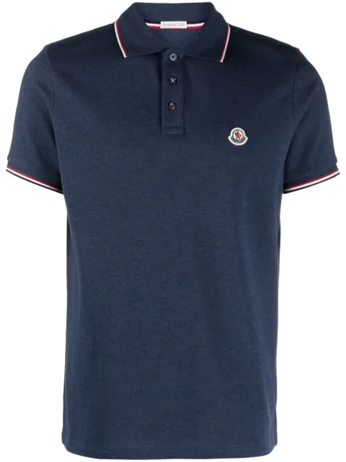 Polo en coton à patch logo - Moncler - Modalova