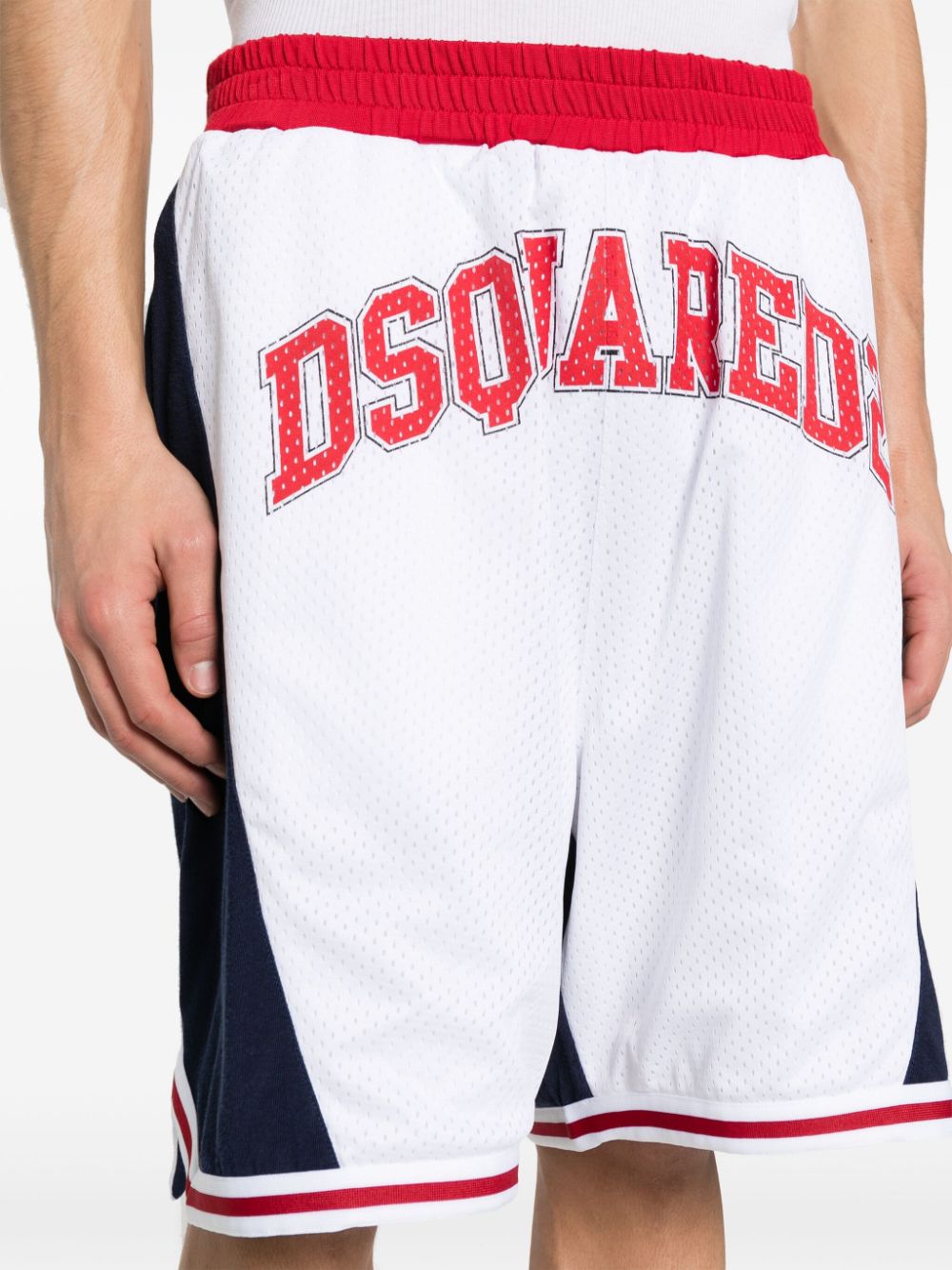 Shop Dsquared2 Logo-print Panelled Shorts In Blue