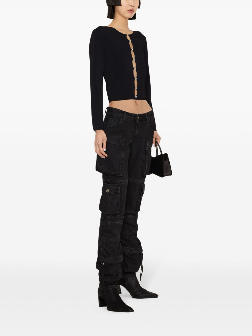 Shop Dsquared2 Pearl-embellished Knit Top In Black