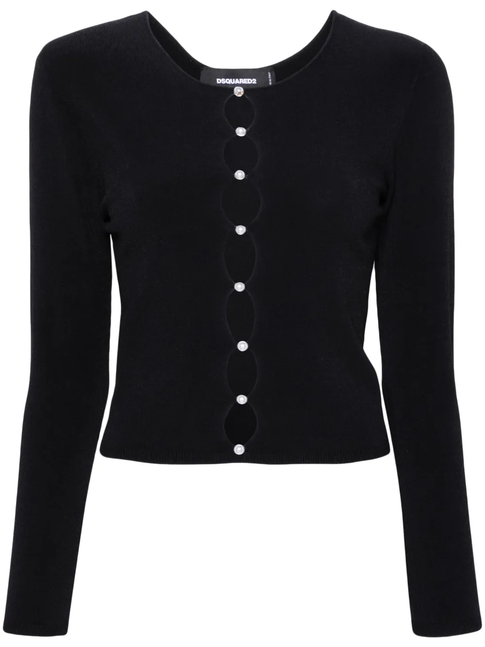 Dsquared2 Pearl-embellished Knit Top In Black