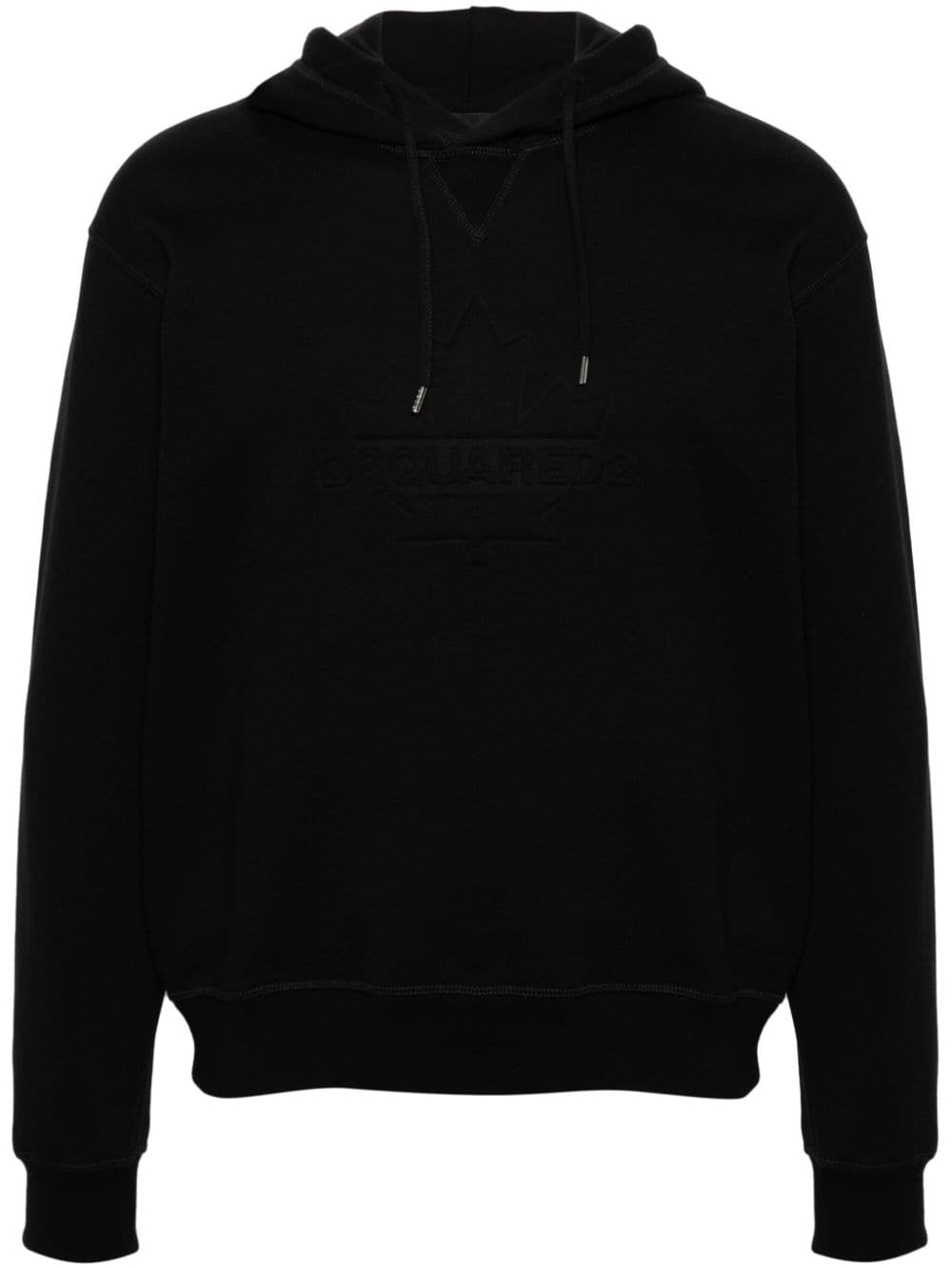 Shop Dsquared2 Embossed-logo Cotton Hoodie In Black