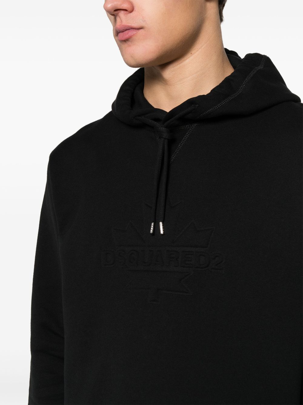 Shop Dsquared2 Embossed-logo Cotton Hoodie In Black