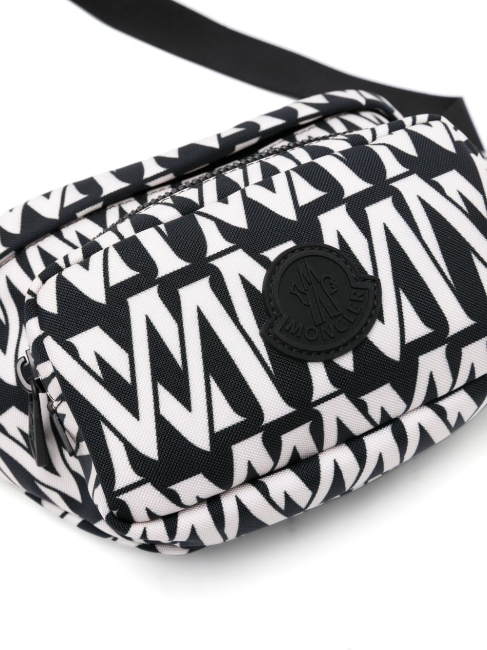 Shop Moncler Durance Monogram-print Belt Bag In Black