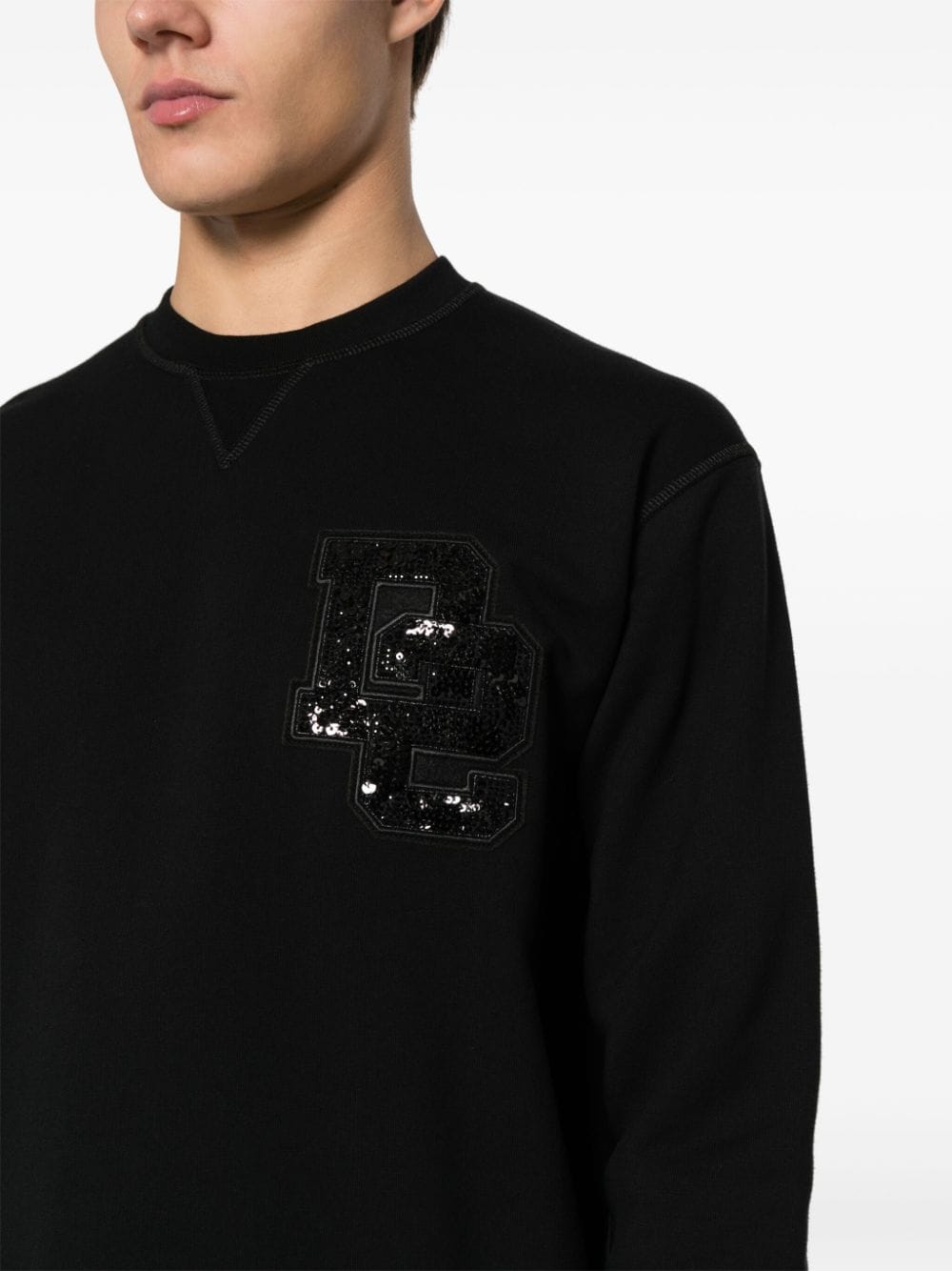 Shop Dsquared2 Logo-patch Cotton Sweatshirt In Black