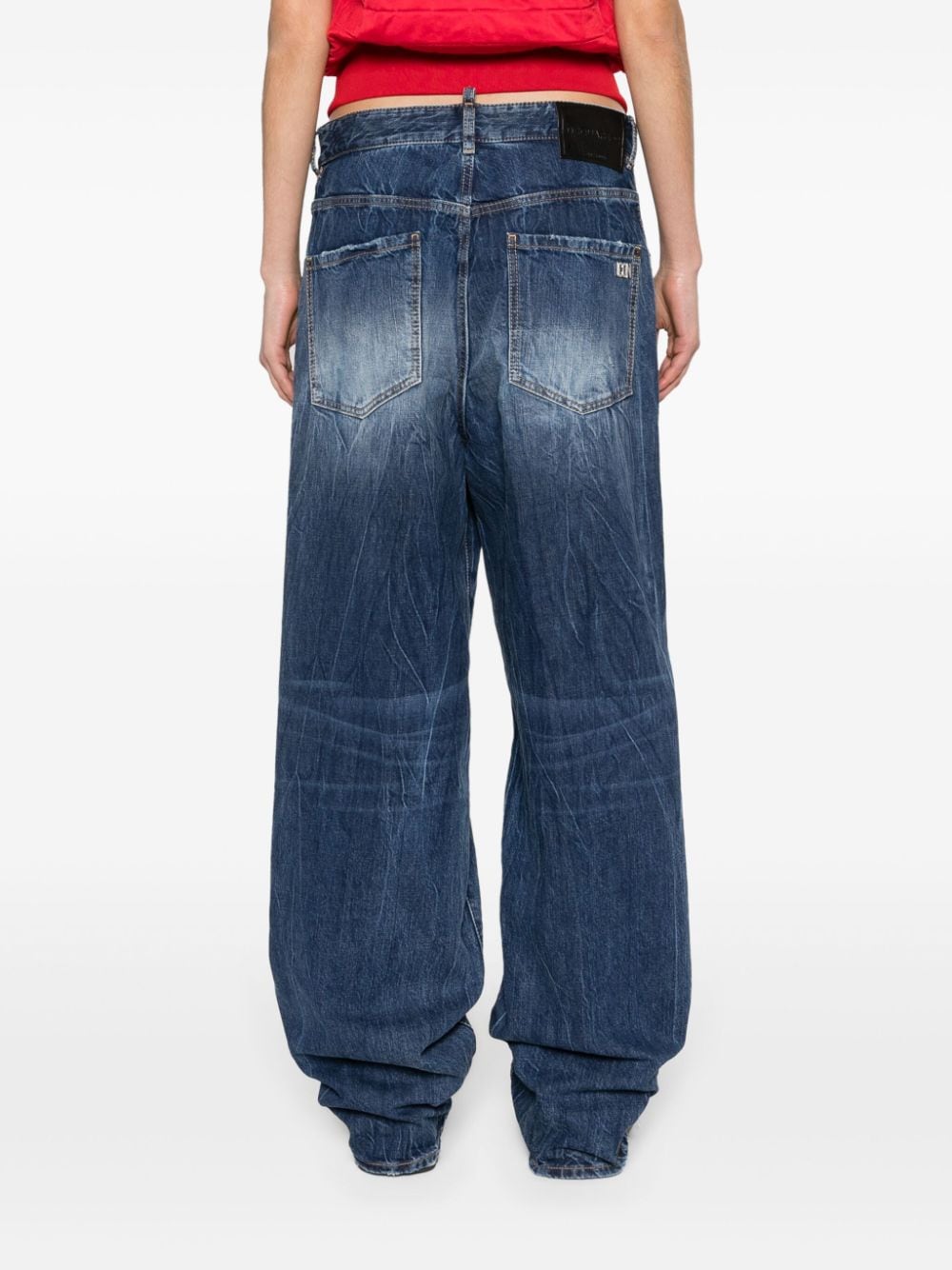 Shop Dsquared2 Icon Eros High-rise Wide-leg Jeans In Blue