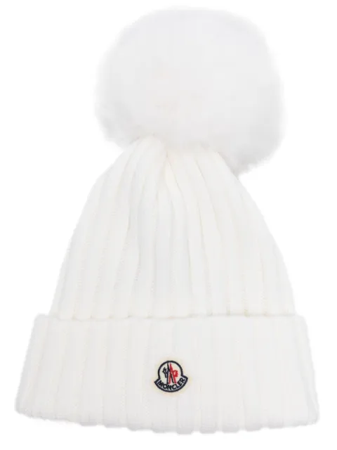 Moncler pompom-detail ribbed beanie