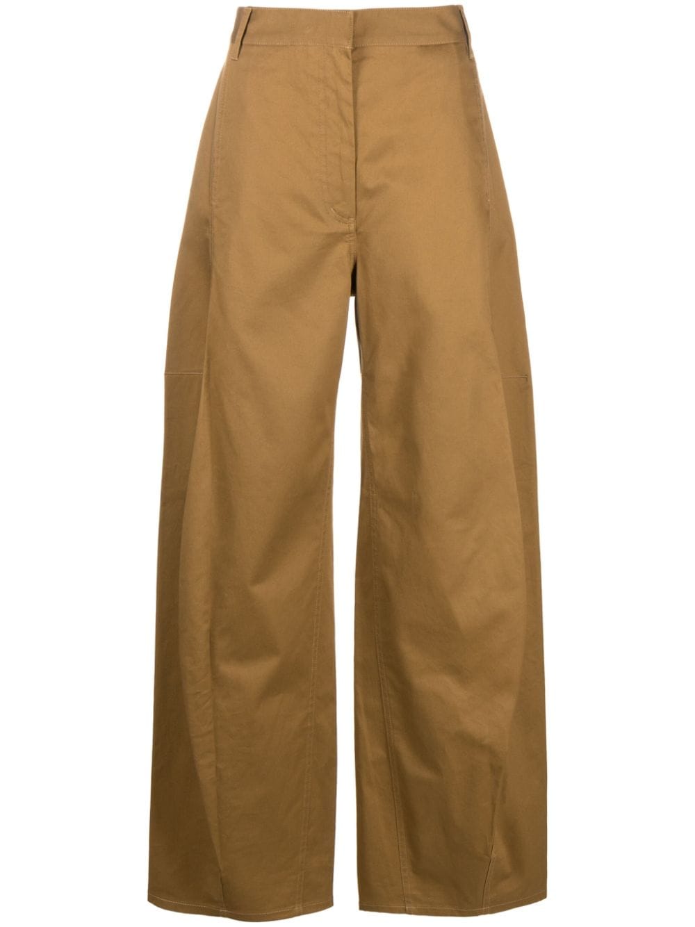 Tibi Sid High-waisted Tapered Trousers In Brown