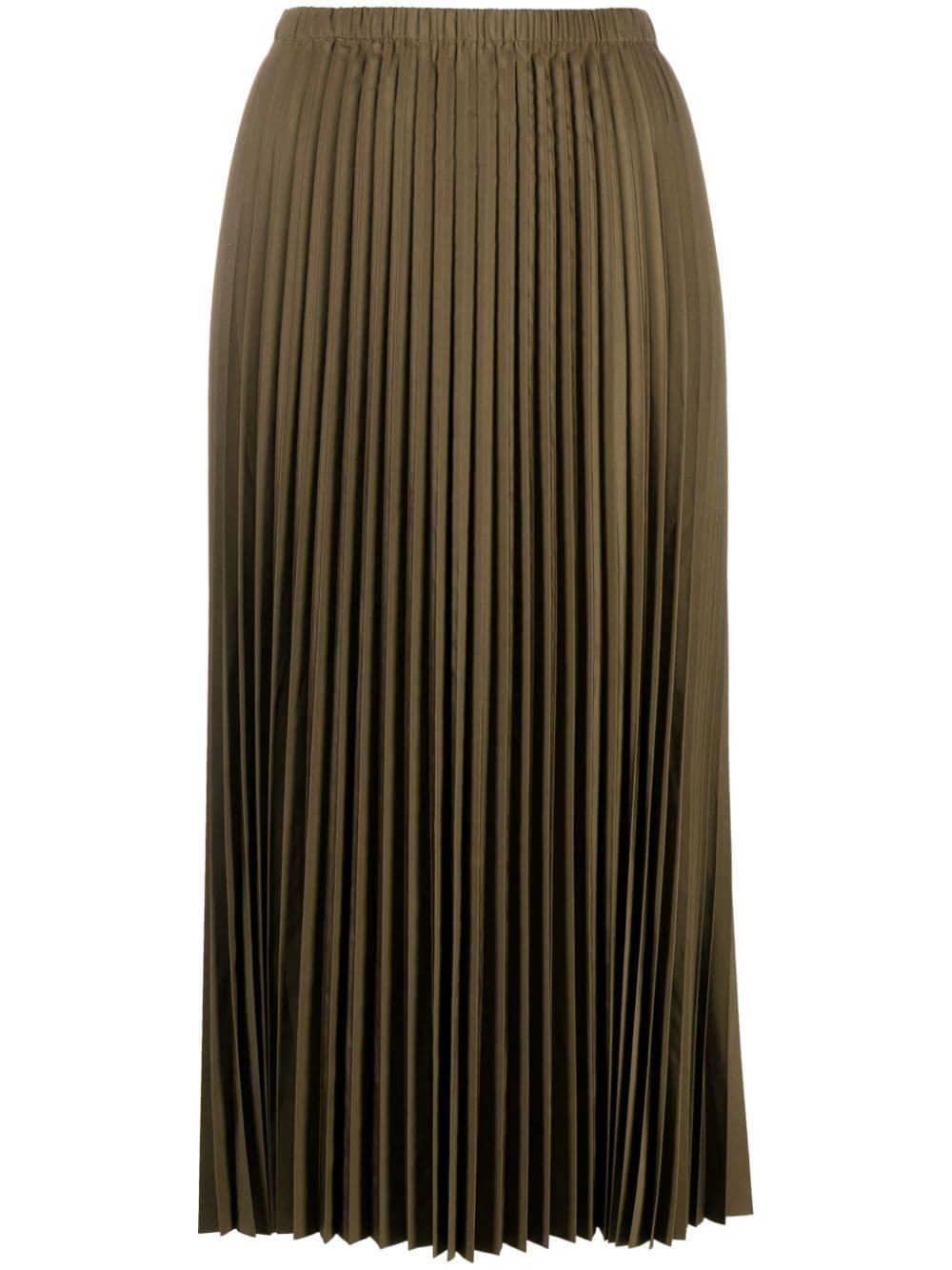 Tibi High-waisted Pleated Midi Skirt In 绿色