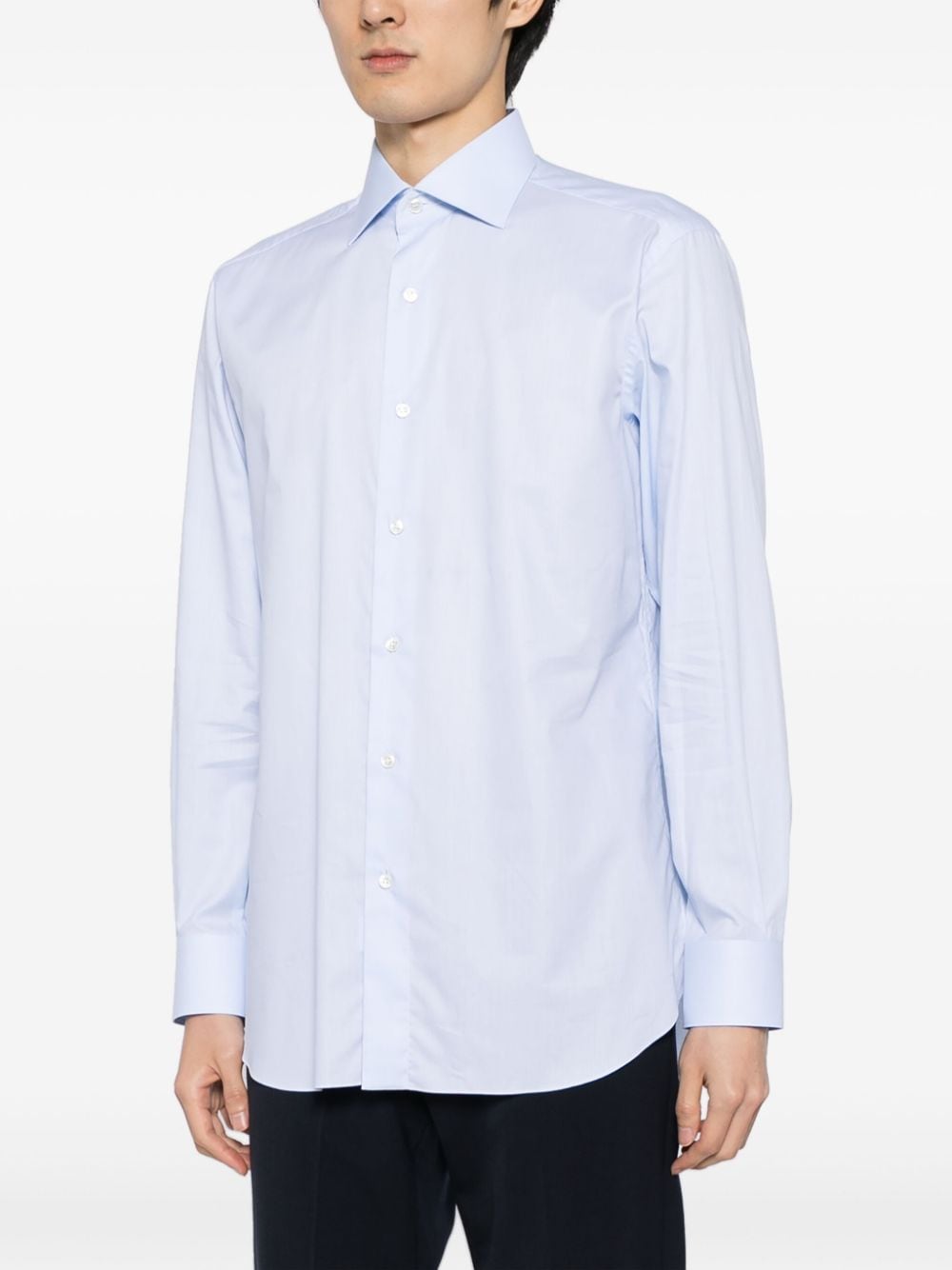 Shop Brioni Long-sleeve Cotton Shirt In Blue