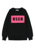 MSGM Kids logo-stamp cotton sweatshirt - Black