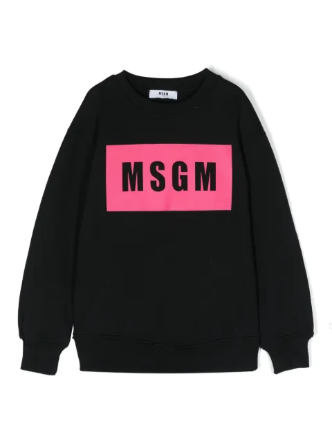 MSGM Kids logo-stamp cotton sweatshirt