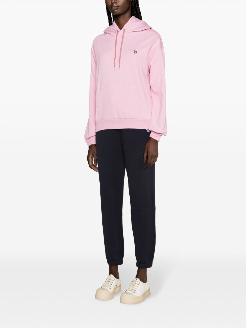 Shop Ps By Paul Smith Zebra-patch Cotton Hoodie In Pink