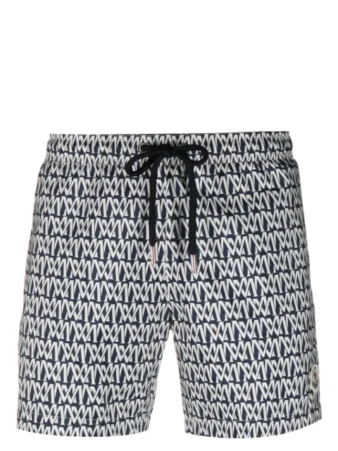 Moncler monogram-print logo-patch swim shorts