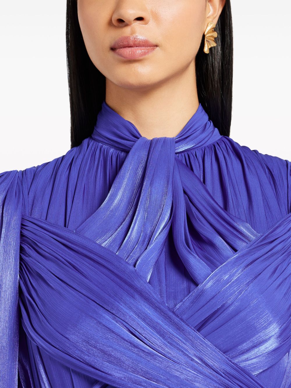 Shop Costarellos Pleated Midi Dress In Blau