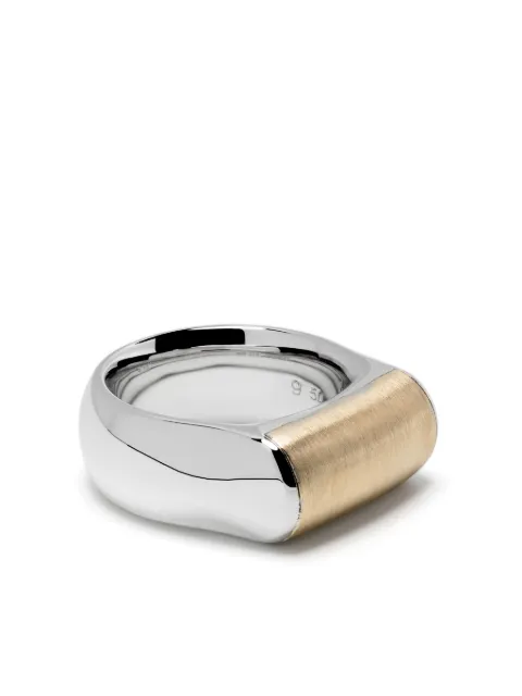 Tom Wood anillo Crest en plata de ley y oro amarillo de 9kt