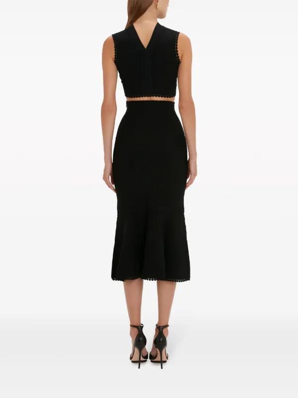 Victoria Beckham VB Body scallop-trim Flared Skirt | Black