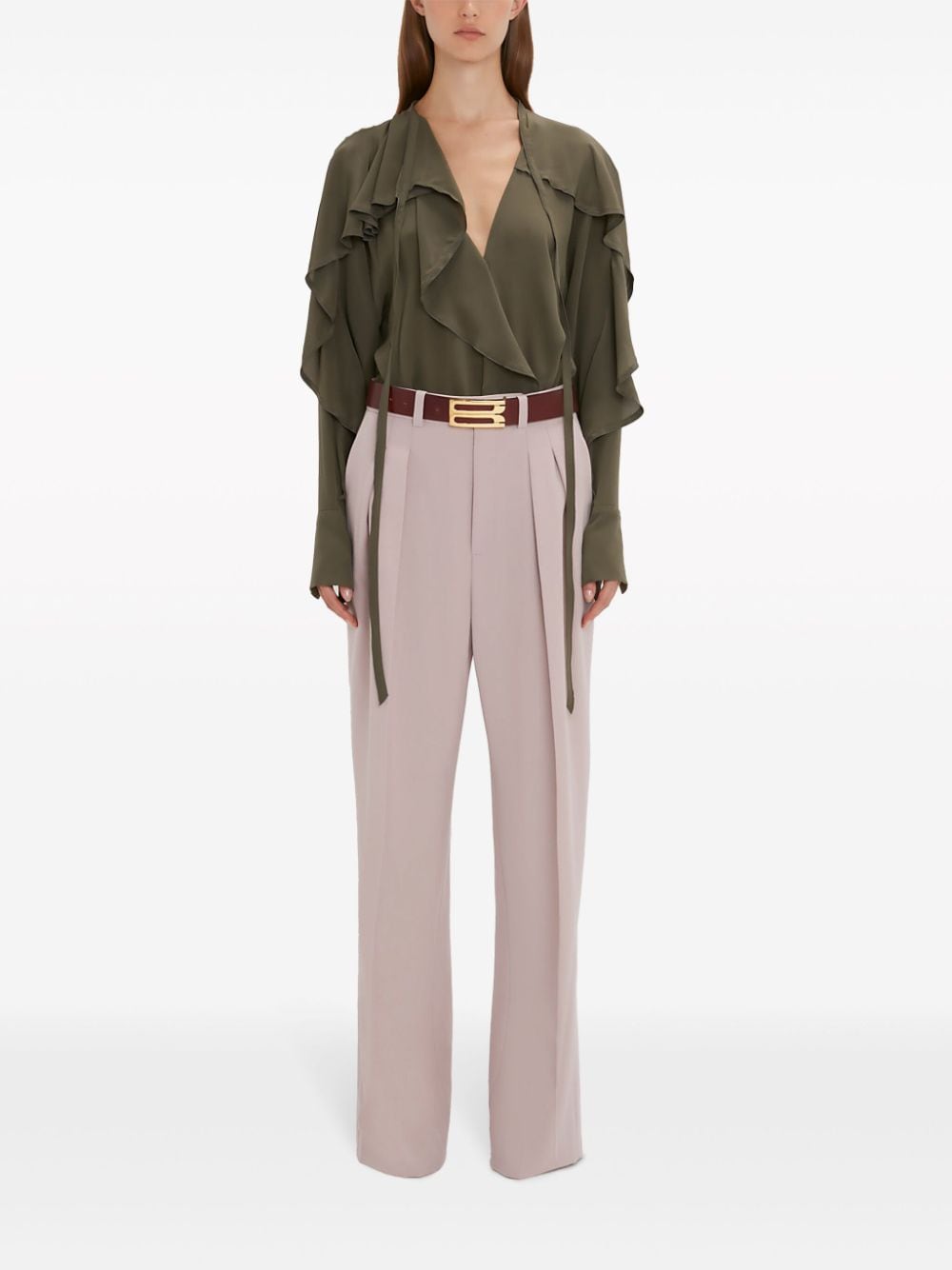 Victoria Beckham Blouse van crêpe de chine - Groen