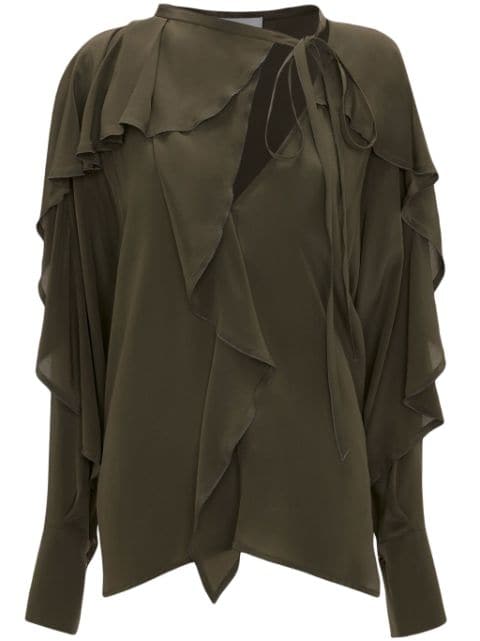 Victoria Beckham tie-detail ruffled silk blouse
