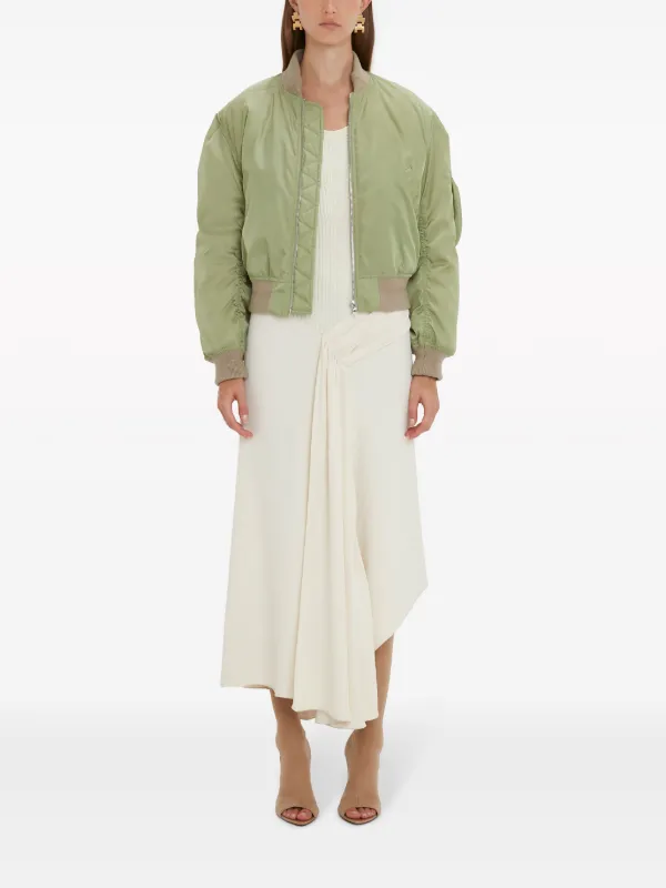 Zara green 2024 cropped bomber jacket