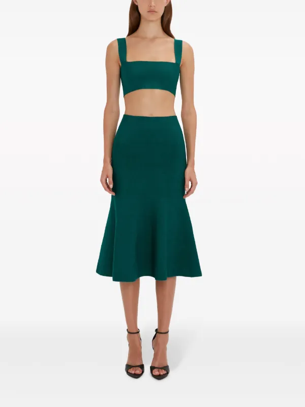 スカート VICTORIA BECKHAM Woman Skirt Green 1225WSK006306B 9367 Victoria Beckham VB Body Flared Midi Skirt | Green | FARFETCH