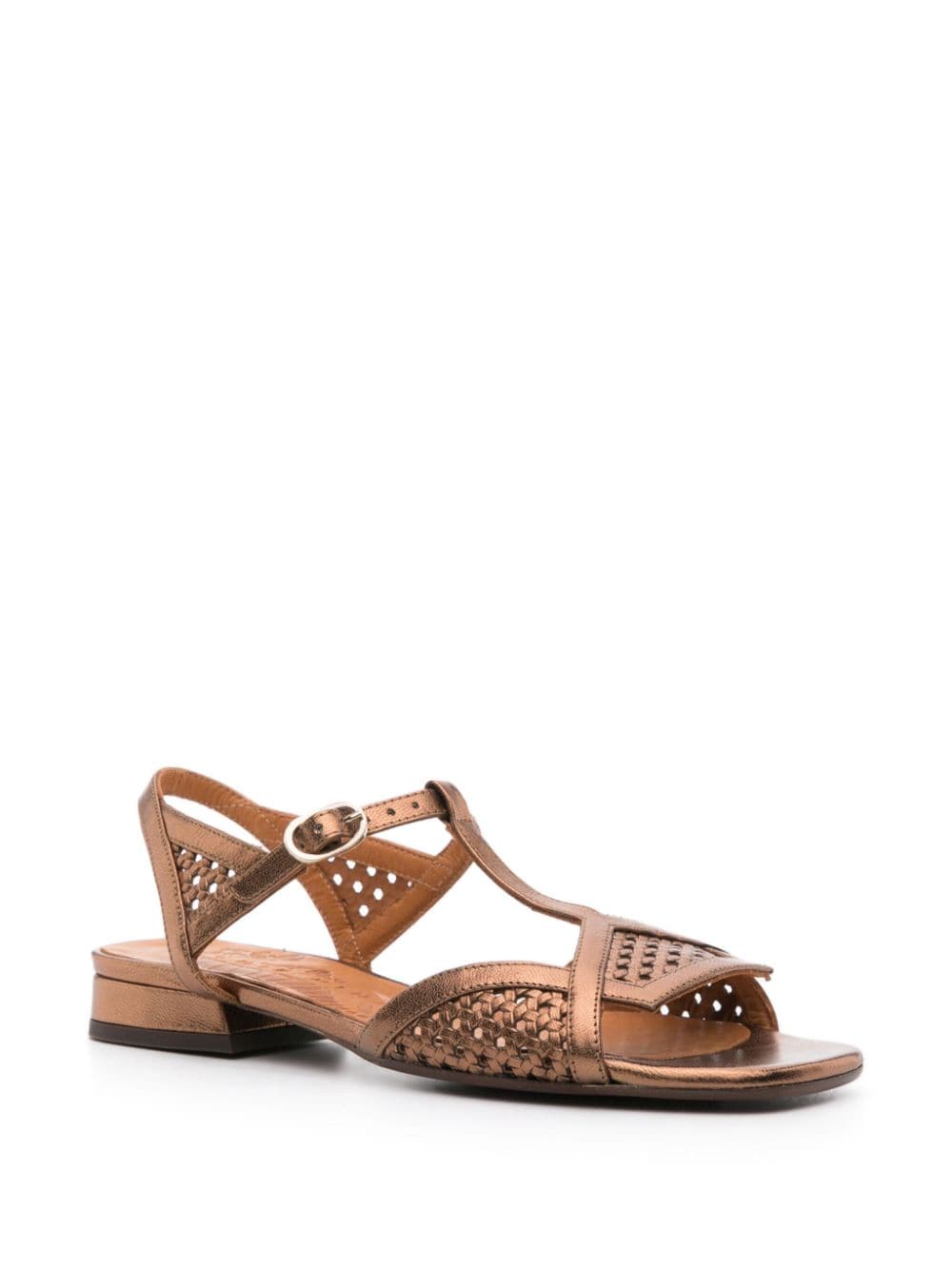 Shop Chie Mihara Tencha Metallic Leather Sandals In Brown